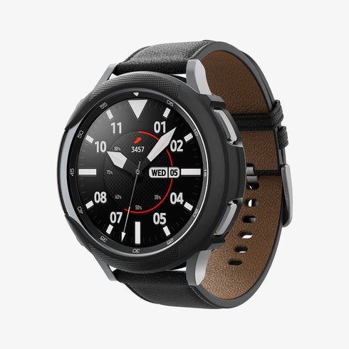 ACS06394 - Galaxy Watch 6 Classic (47mm) Case Liquid Air in matte black showing the front